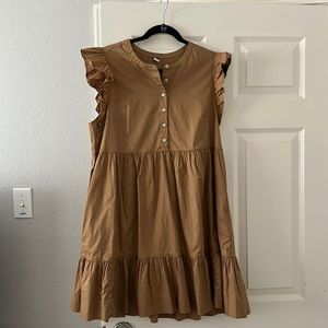 Old Navy tan cotton ruffle dress, NWT, large
